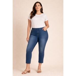 247 Denim Womens 16W Pull On Capri Jeans Blue Stretch 35 Waist 23 Inseam